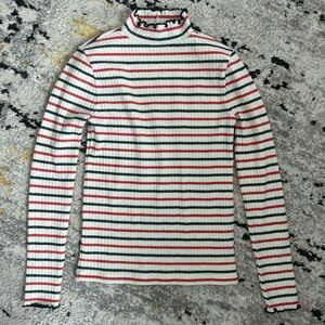 J. Crew Striped Ribbed Turtleneck Top